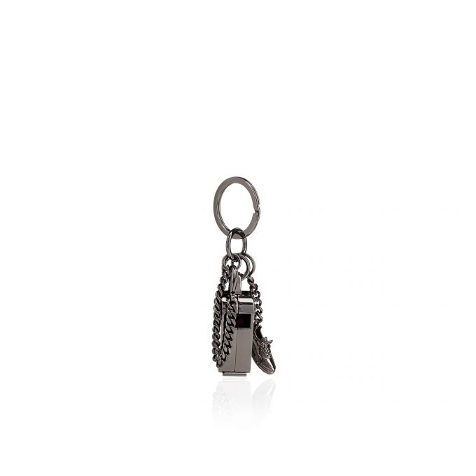 Llavero Christian Louboutin M Whistle Keyri Gunmetal Metallic Finish Keyrings Mujer Metal | MX-63143