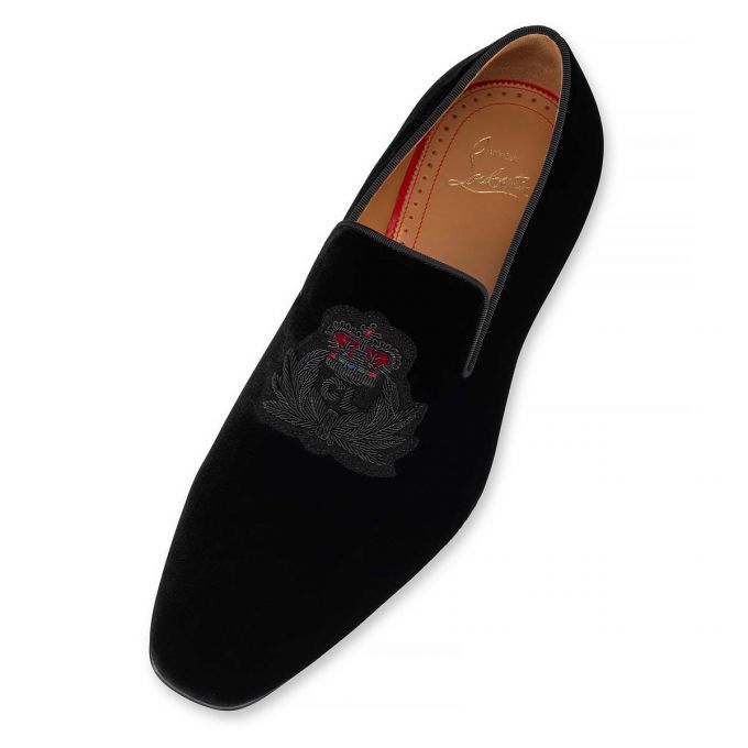 Loafers Christian Louboutin Captain Colonna 000 Velvet Loafer Hombre Negros Dorados | MX-76384