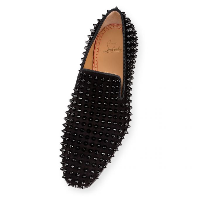 Loafers Christian Louboutin Dandelion Spike 000 Veau Velours Loafer Hombre Negros | MX-27312