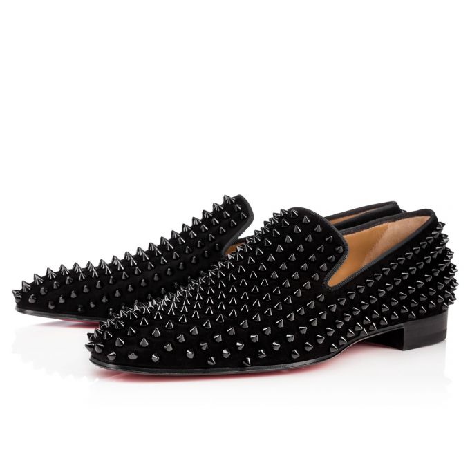 Loafers Christian Louboutin Dandelion Spike 000 Veau Velours Loafer Hombre Negros | MX-27312