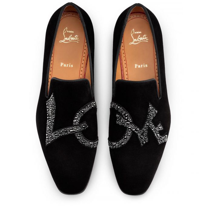 Loafers Christian Louboutin Dandylove Strass Veau Velours Loafer Hombre Negros | MX-45845