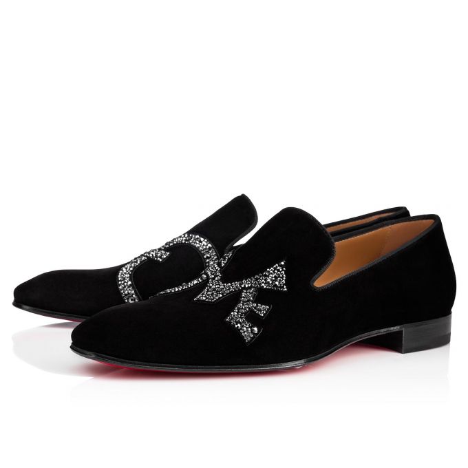 Loafers Christian Louboutin Dandylove Strass Veau Velours Loafer Hombre Negros | MX-45845