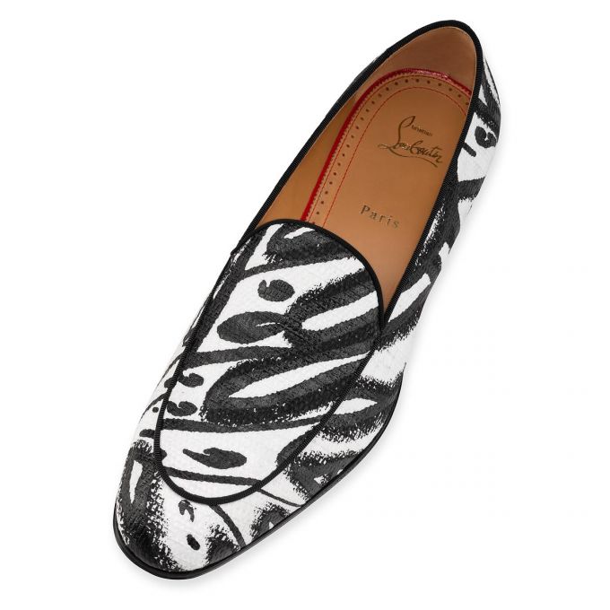 Loafers Christian Louboutin Estilo On The Nile Algodon Loafer Hombre Blancos Negros | MX-74347