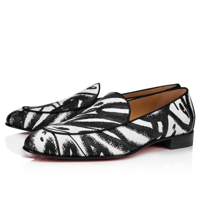 Loafers Christian Louboutin Estilo On The Nile Algodon Loafer Hombre Blancos Negros | MX-74347