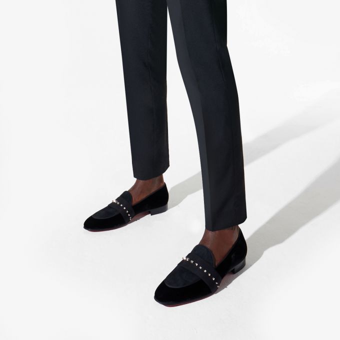 Loafers Christian Louboutin Nit Night Classic Fabric Loafer Hombre Negros Plateados | MX-04252