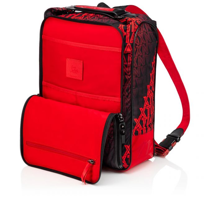 Mochilas Christian Louboutin Hop'N Zip Creative Fabric Backpack Hombre Negros Rojos | MX-05585