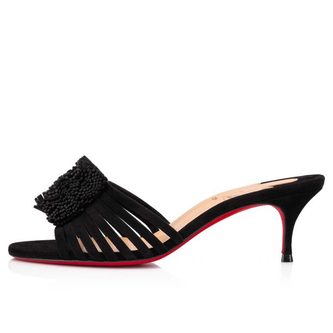 Mulas Christian Louboutin Belbrossa 55 Veau Velours Mules Mujer Negros | MX-07632