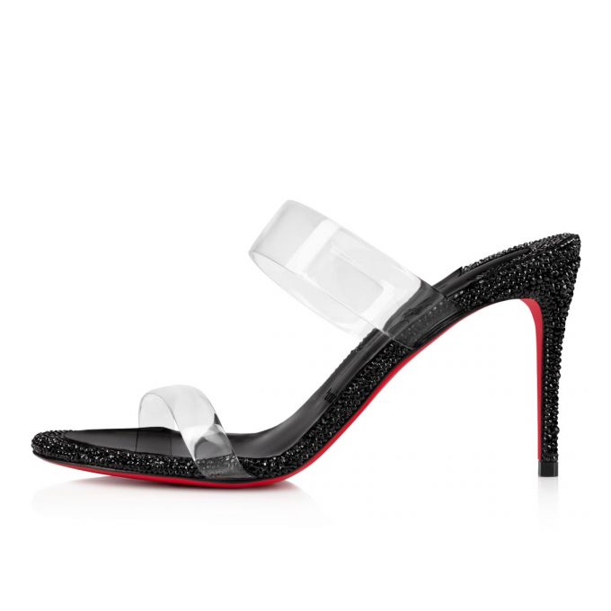 Mulas Christian Louboutin Just Strass 85 Strass Mules Mujer Negros | MX-55835