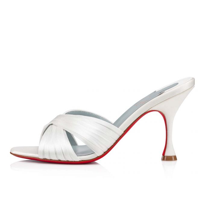 Mulas Christian Louboutin Nicol Is Back 85 Crepe Satin/Satin/Lurex Mules Mujer Blancos Azules | MX-37260