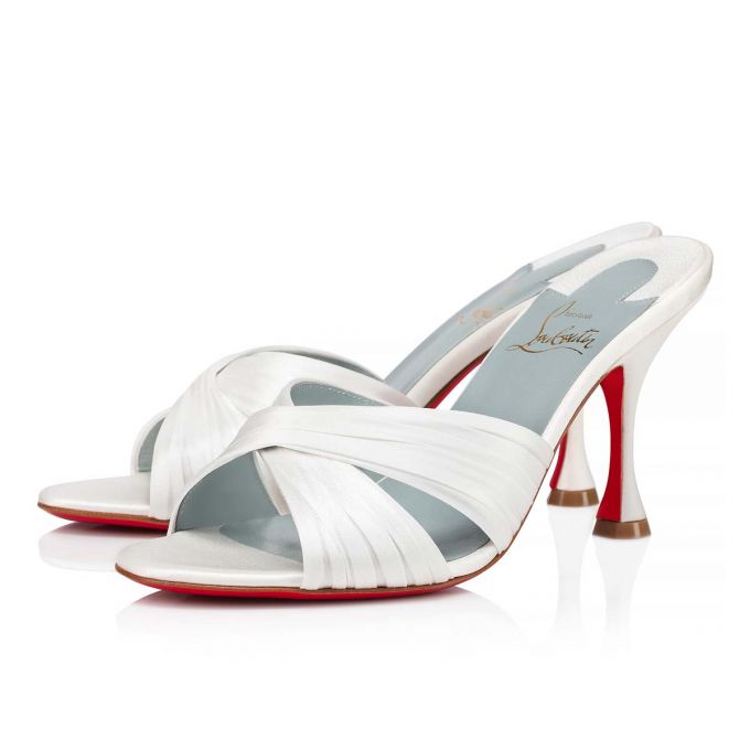 Mulas Christian Louboutin Nicol Is Back 85 Crepe Satin/Satin/Lurex Mules Mujer Blancos Azules | MX-37260