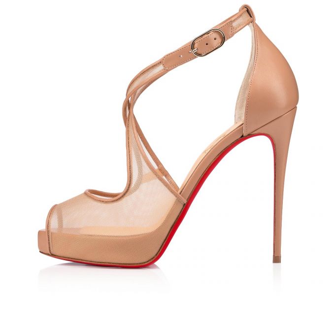 Platforms Christian Louboutin Mariacar 120 Fishnet Platforms Mujer Beige | MX-17894