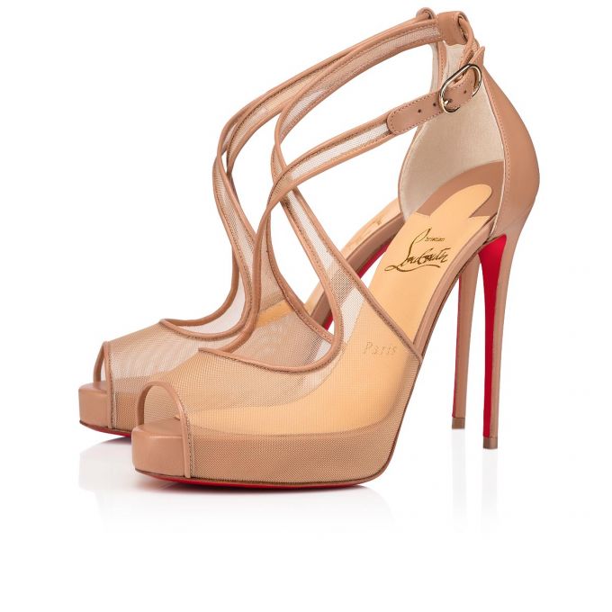 Platforms Christian Louboutin Mariacar 120 Fishnet Platforms Mujer Beige | MX-17894