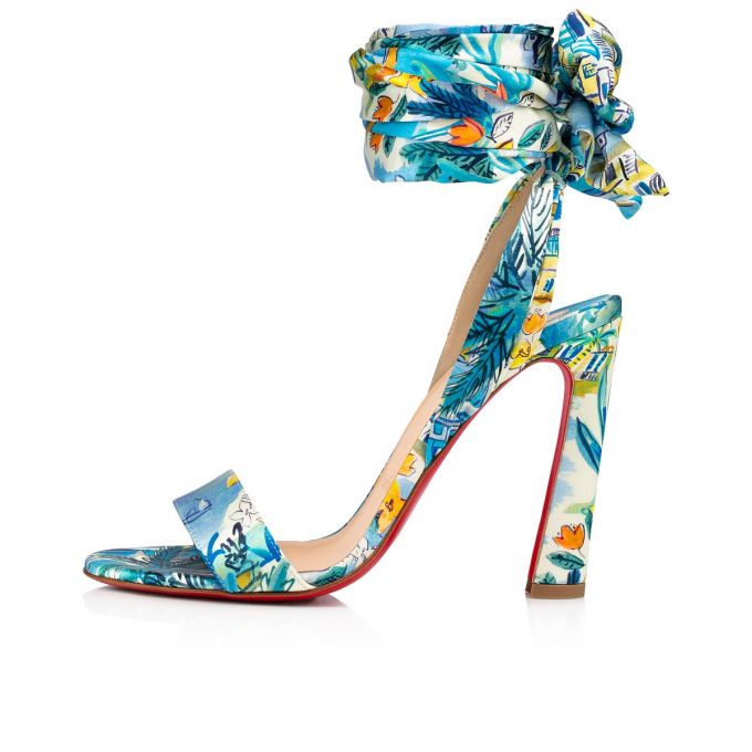 Sandalias Christian Louboutin Crosse Du Desert 100 Crepe Satin/Satin/Lurex Sandals Mujer Multicolor | MX-28789