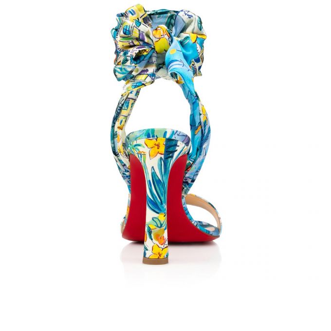 Sandalias Christian Louboutin Crosse Du Desert 100 Crepe Satin/Satin/Lurex Sandals Mujer Multicolor | MX-28789