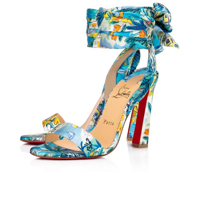 Sandalias Christian Louboutin Crosse Du Desert 100 Crepe Satin/Satin/Lurex Sandals Mujer Multicolor | MX-28789