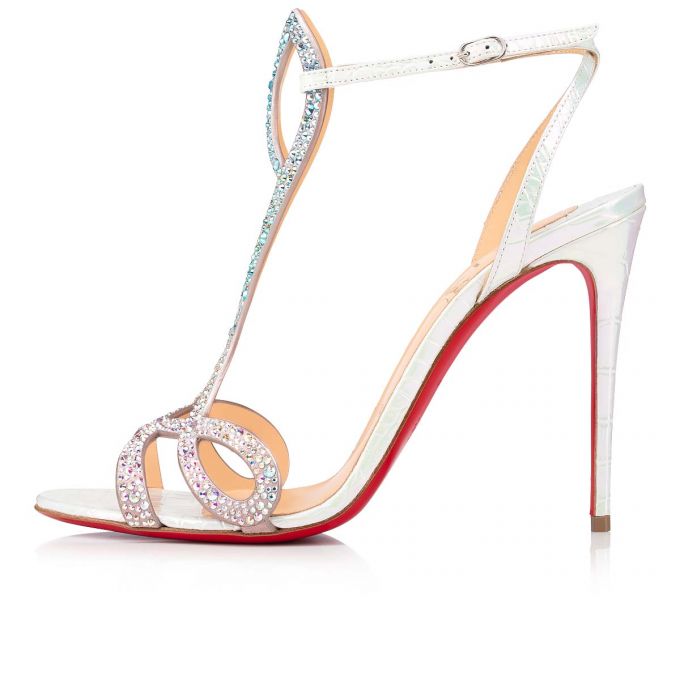 Sandalias Christian Louboutin Double L Sandal Strass 100 Gamuza Sandals Mujer Multicolor | MX-35026