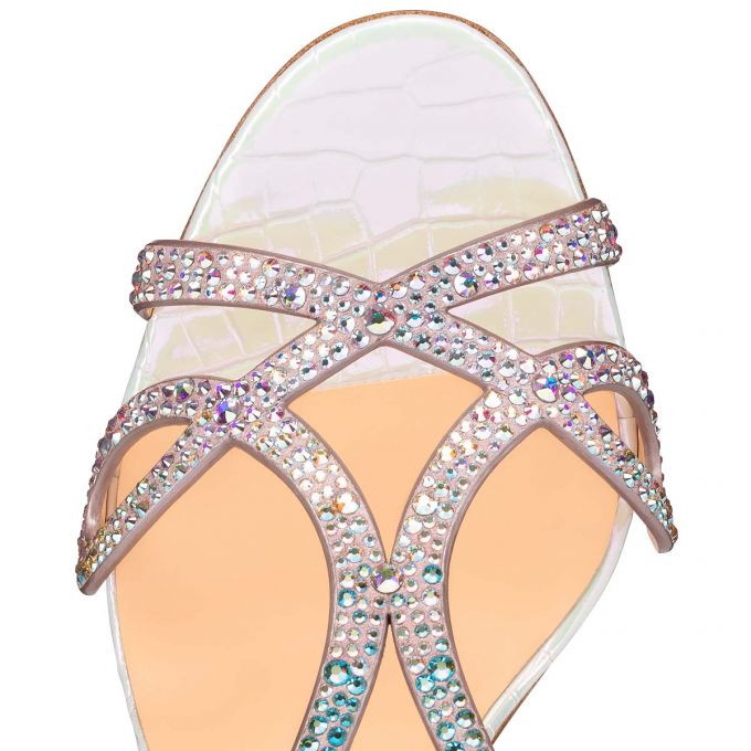 Sandalias Christian Louboutin Double L Sandal Strass 100 Gamuza Sandals Mujer Multicolor | MX-35026