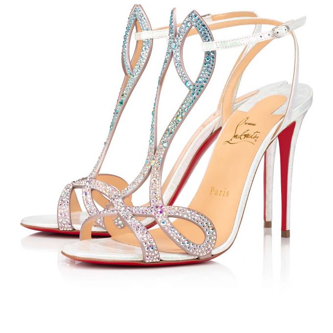 Sandalias Christian Louboutin Double L Sandal Strass 100 Gamuza Sandals Mujer Multicolor | MX-35026