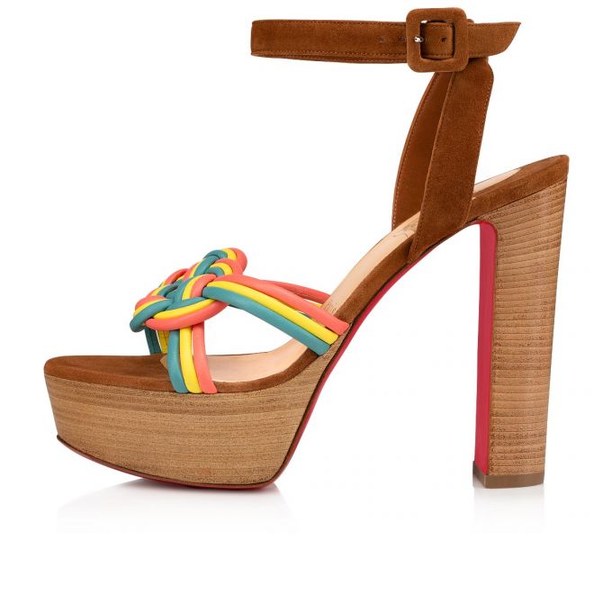 Sandalias Christian Louboutin Ella 130 Nappa Sandals Mujer Multicolor Beige | MX-28875