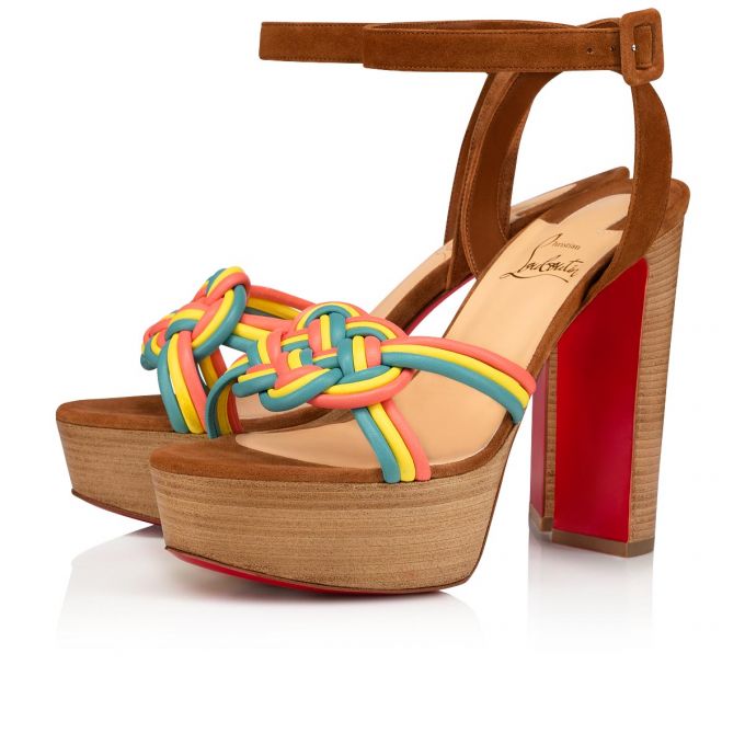 Sandalias Christian Louboutin Ella 130 Nappa Sandals Mujer Multicolor Beige | MX-28875