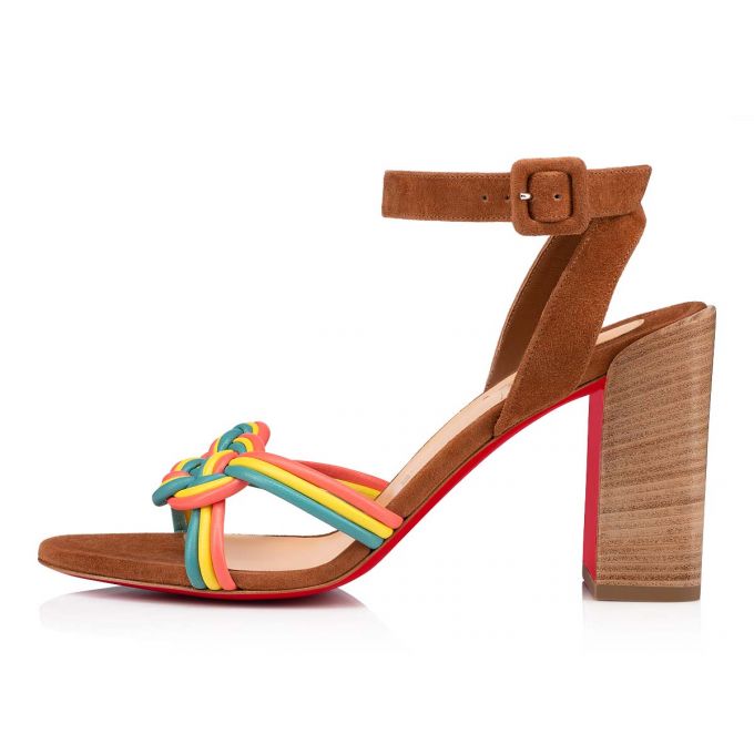 Sandalias Christian Louboutin Ella 85 Nappa Sandals Mujer Multicolor Beige | MX-11768