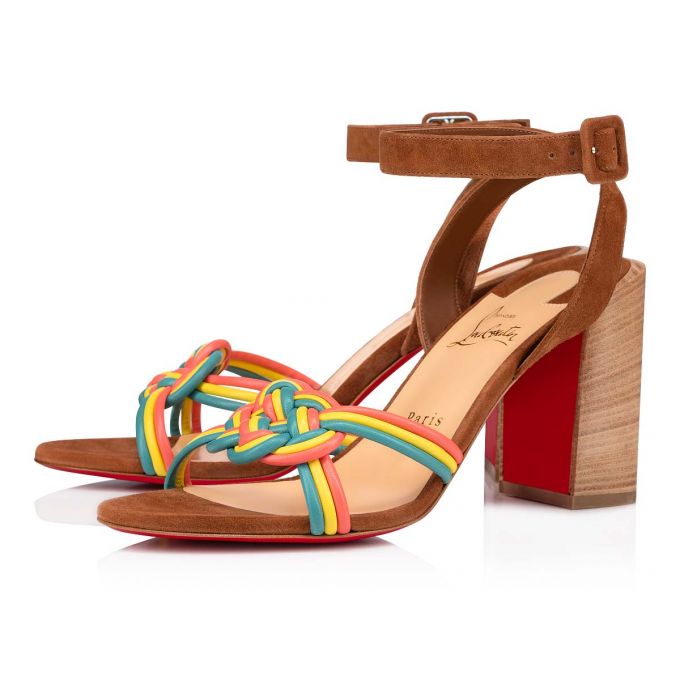 Sandalias Christian Louboutin Ella 85 Nappa Sandals Mujer Multicolor Beige | MX-11768