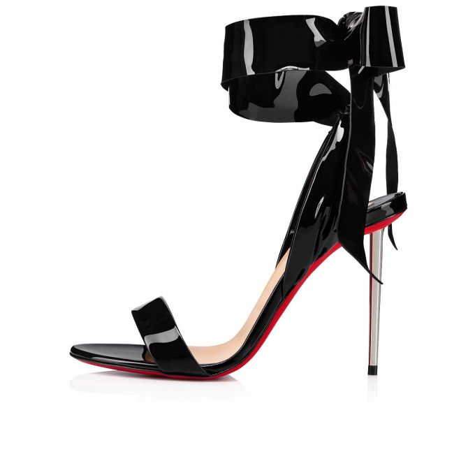 Sandalias Christian Louboutin Epic Rose 100 Charol Sandals Mujer Negros | MX-54876