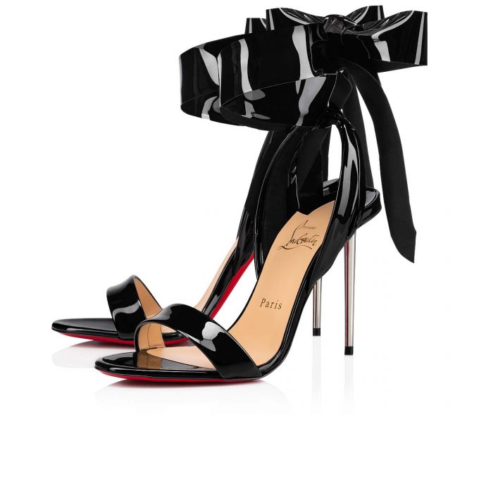 Sandalias Christian Louboutin Epic Rose 100 Charol Sandals Mujer Negros | MX-54876