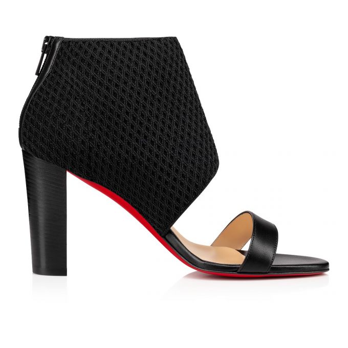 Sandalias Christian Louboutin Georgette Boot 85 Lucido Mesh Sandals Mujer Negros | MX-73990