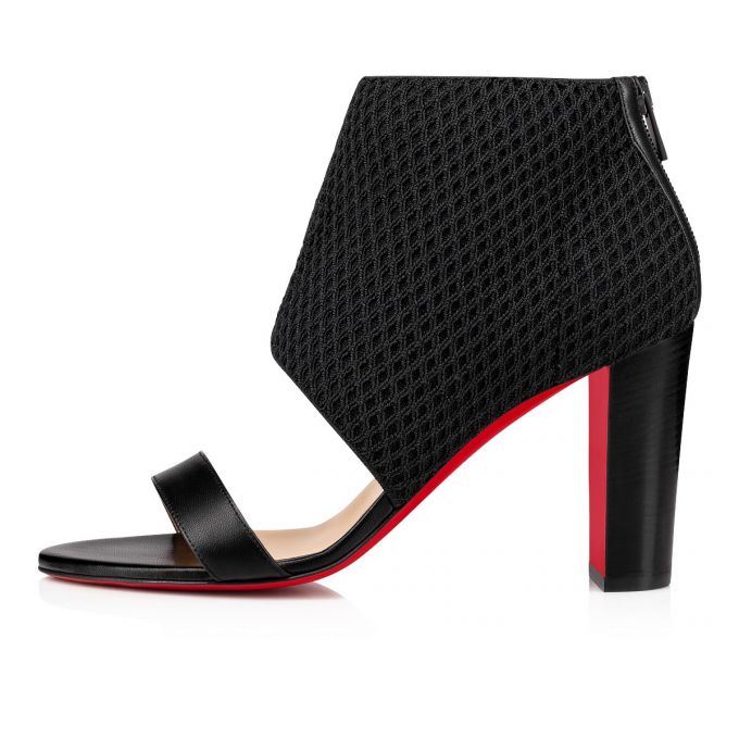 Sandalias Christian Louboutin Georgette Boot 85 Lucido Mesh Sandals Mujer Negros | MX-73990