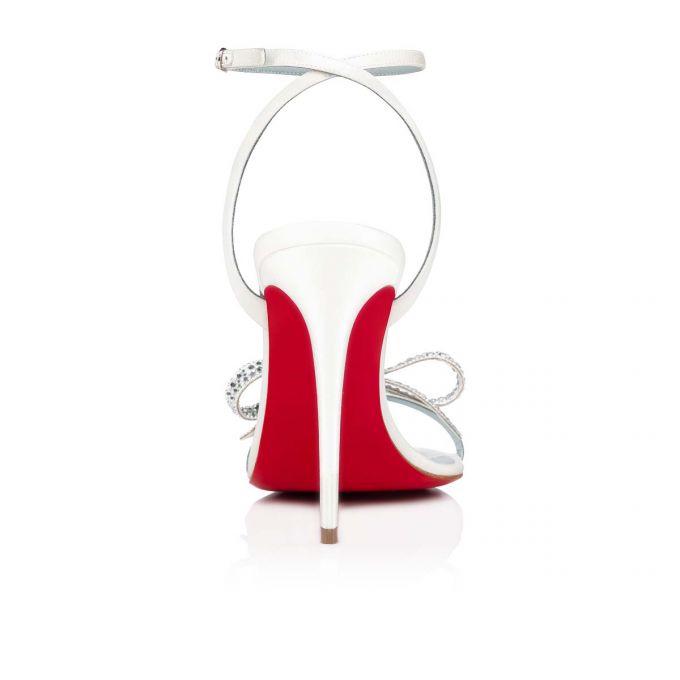 Sandalias Christian Louboutin Jewel Queen 100 Crepe Satin/Fabric Sandals Mujer Blancos Rojos | MX-87479