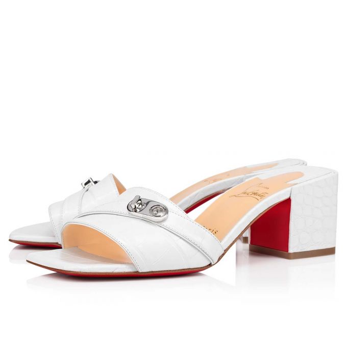 Sandalias Christian Louboutin Lock Art 55 Calf Sandals Mujer Blancos | MX-97992