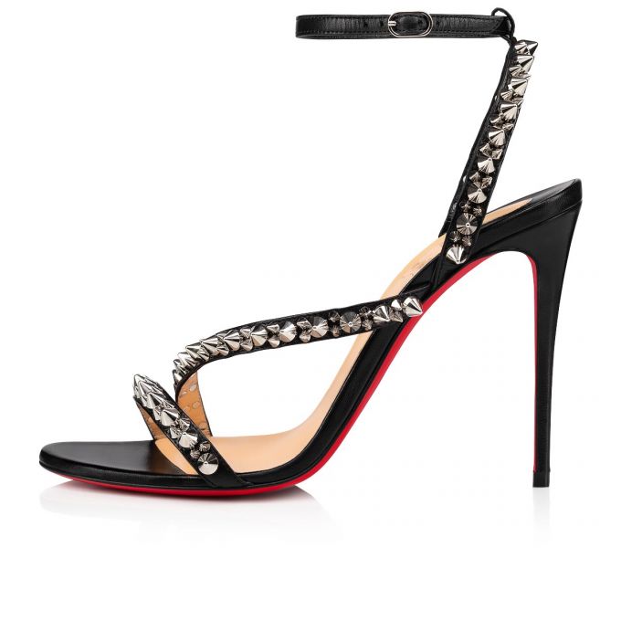 Sandalias Christian Louboutin Mafaldina Spikes 100 Sandals Mujer Negros Plateados | MX-07834