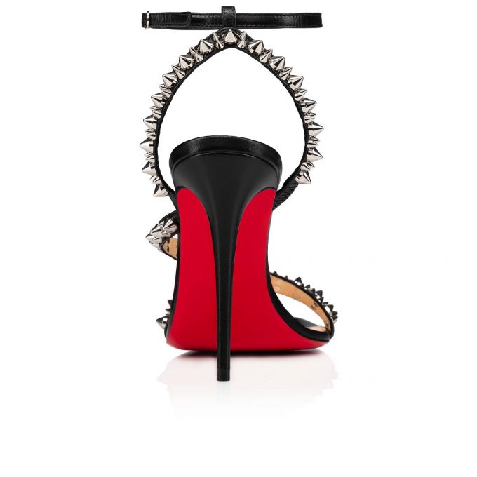 Sandalias Christian Louboutin Mafaldina Spikes 100 Sandals Mujer Negros Plateados | MX-07834