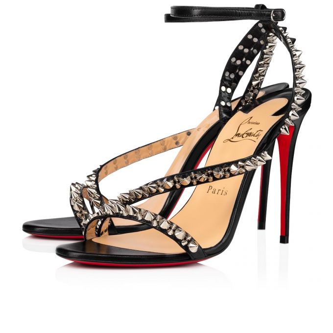 Sandalias Christian Louboutin Mafaldina Spikes 100 Sandals Mujer Negros Plateados | MX-07834