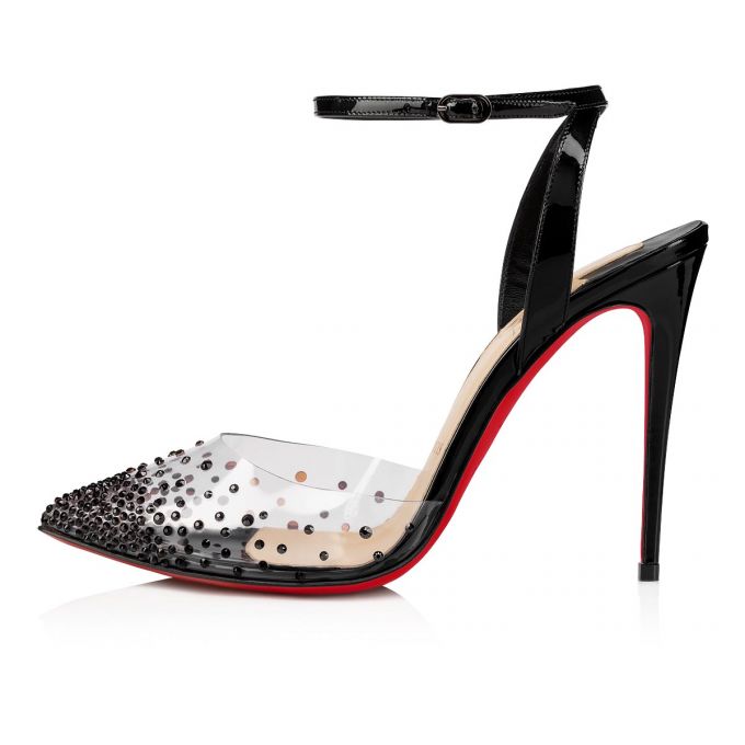 Sandalias Christian Louboutin Spikaqueen 100 100 Version Pvc Sandals Mujer Negros | MX-77892