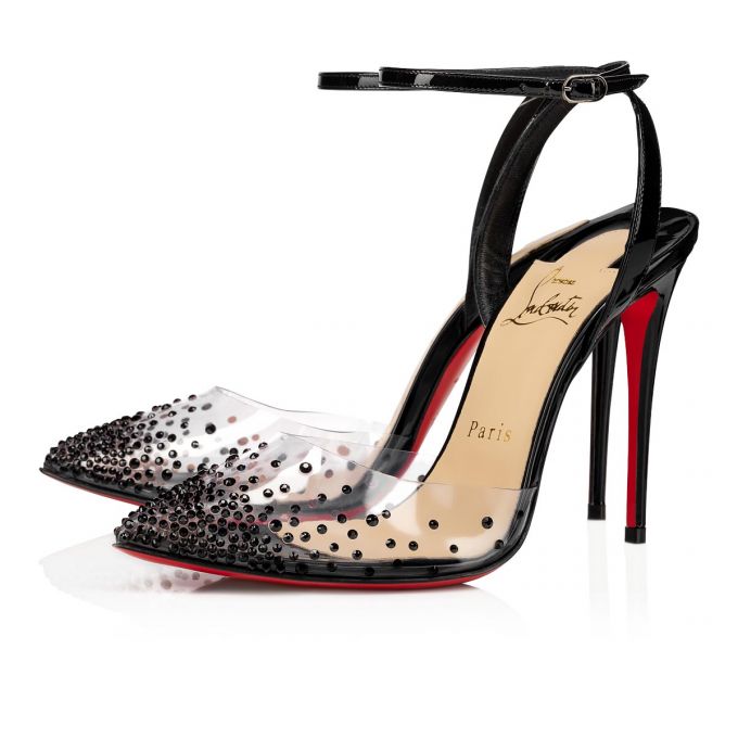 Sandalias Christian Louboutin Spikaqueen 100 100 Version Pvc Sandals Mujer Negros | MX-77892