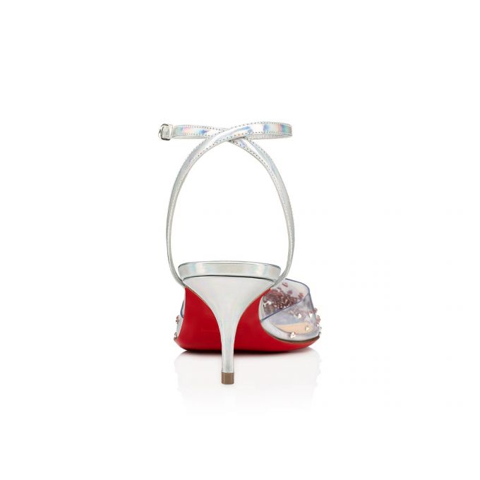 Sandalias Christian Louboutin Spikaqueen 055 55 Version Pvc Sandals Mujer Plateados | MX-78889