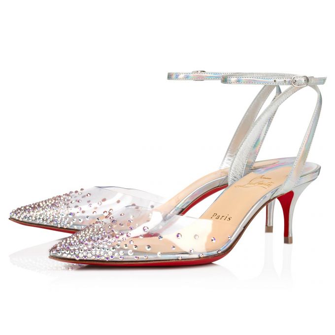 Sandalias Christian Louboutin Spikaqueen 055 55 Version Pvc Sandals Mujer Plateados | MX-78889