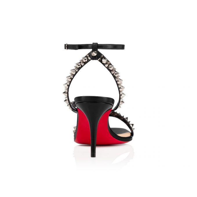 T Strap Christian Louboutin Mafaldina Spikes 70 T Correa Mujer Negros Plateados | MX-67739