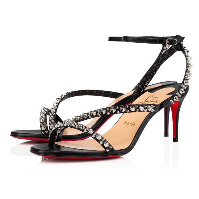 T Strap Christian Louboutin Mafaldina Spikes 70 T Correa Mujer Negros Plateados | MX-67739