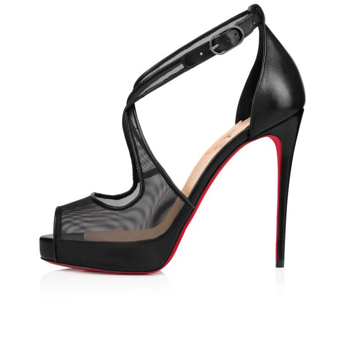 T Strap Christian Louboutin Mariacar 120 Fishnet T Correa Mujer Negros | MX-02221