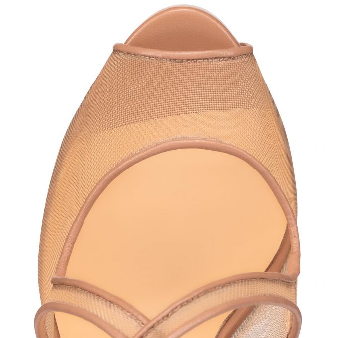 T Strap Christian Louboutin Mariacar 120 Fishnet T Correa Mujer Beige | MX-45532