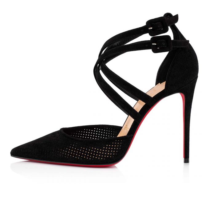 T Strap Christian Louboutin Victorilla 100 Veau Velours T Correa Mujer Negros | MX-19290