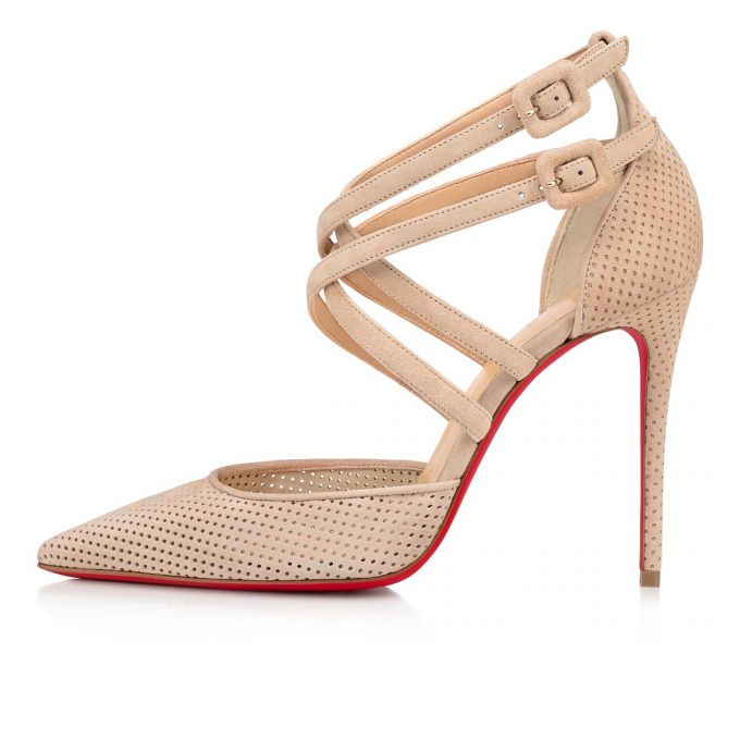 T Strap Christian Louboutin Victorilla 100 Veau Velours T Correa Mujer Beige | MX-23920