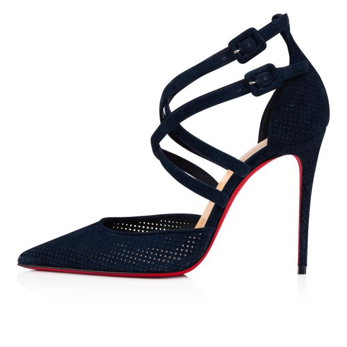 T Strap Christian Louboutin Victorilla 100 Veau Velours T Correa Mujer Azules | MX-98579