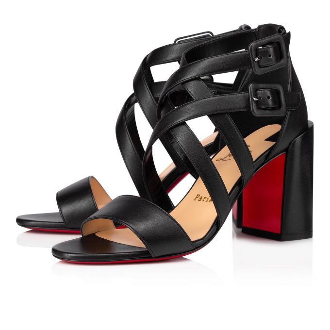 T Strap Christian Louboutin Zefira 85 Calf T Correa Mujer Negros | MX-05871