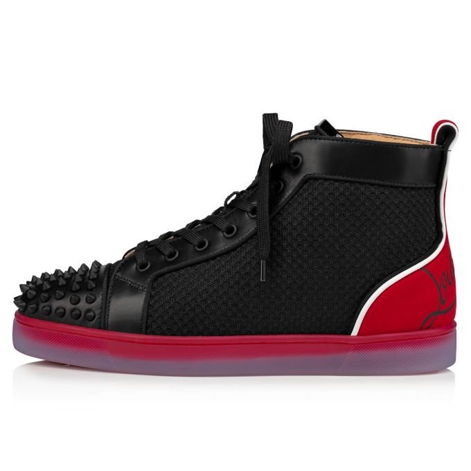 Tenis Christian Louboutin Fun Lou Spikes 000 Version Mesh Sneakers Hombre Negros Rojos | MX-21450