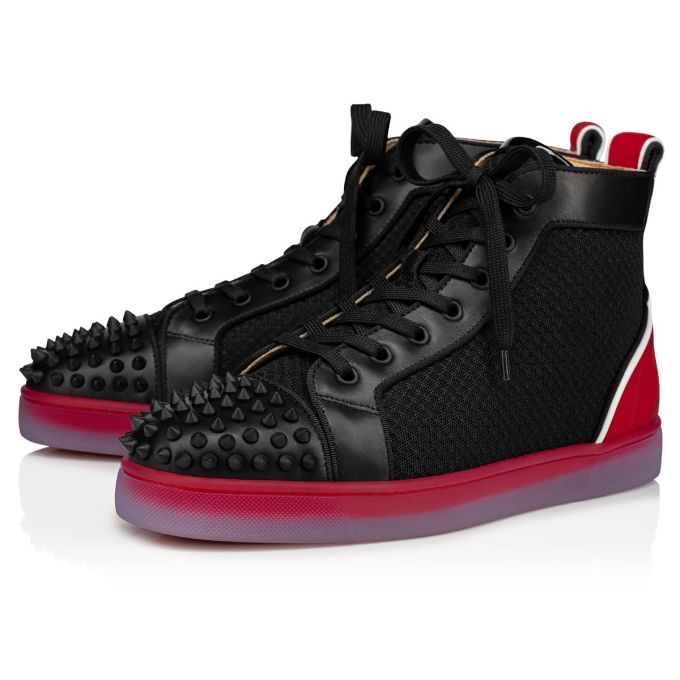 Tenis Christian Louboutin Fun Lou Spikes 000 Version Mesh Sneakers Hombre Negros Rojos | MX-21450