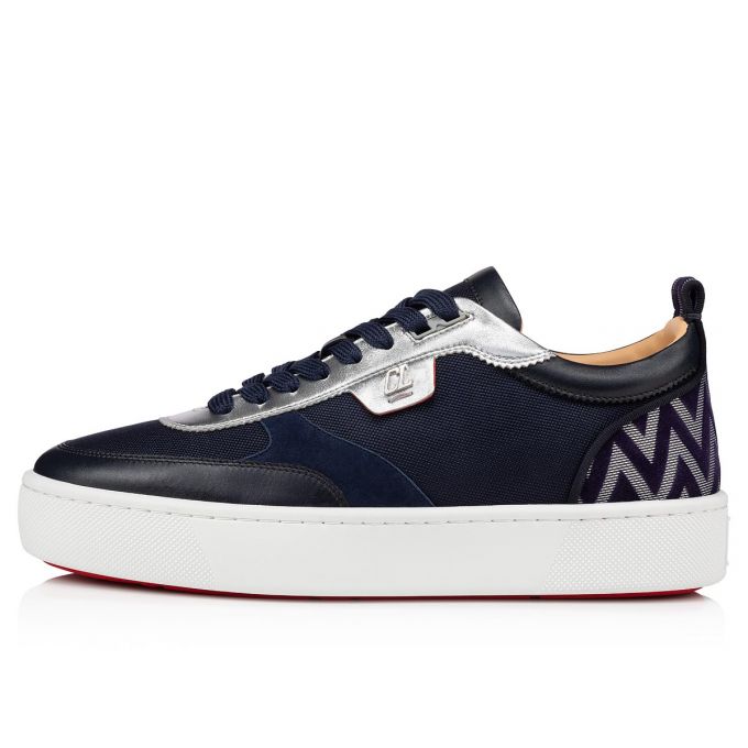 Tenis Christian Louboutin Happyrui Creative Fabric Sneakers Hombre Azul Marino | MX-69829